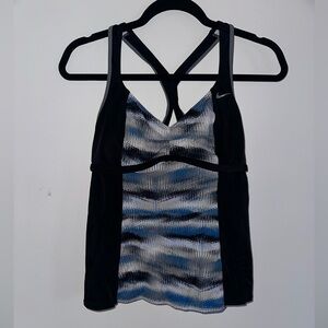 Nike Black and Blue Wave Swim Tank Top